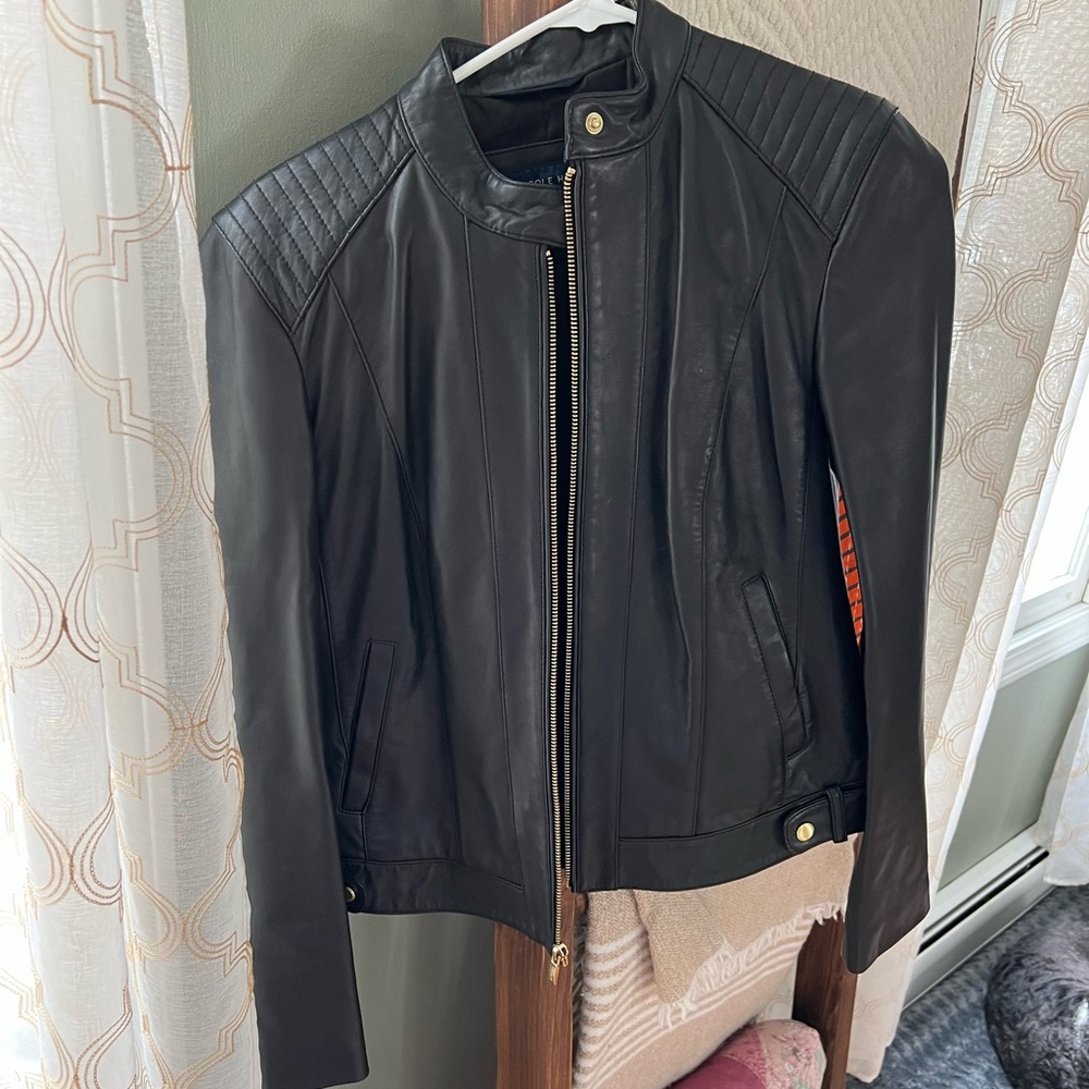 Cole Haan Black Motorcycle Jacket - M